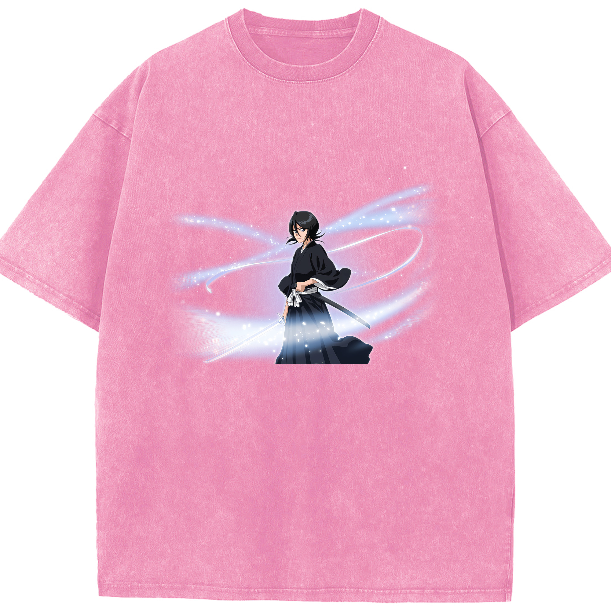 （画像用） ブリーチ 朽木ルキア BLEACH Kuchiki Rukia 綿100% ヴィンテージ風 半袖Tシャツ（フロントプリント）